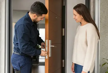 Chaveiro utilizando ferramentas para abrir uma porta em Teófilo Otoni.